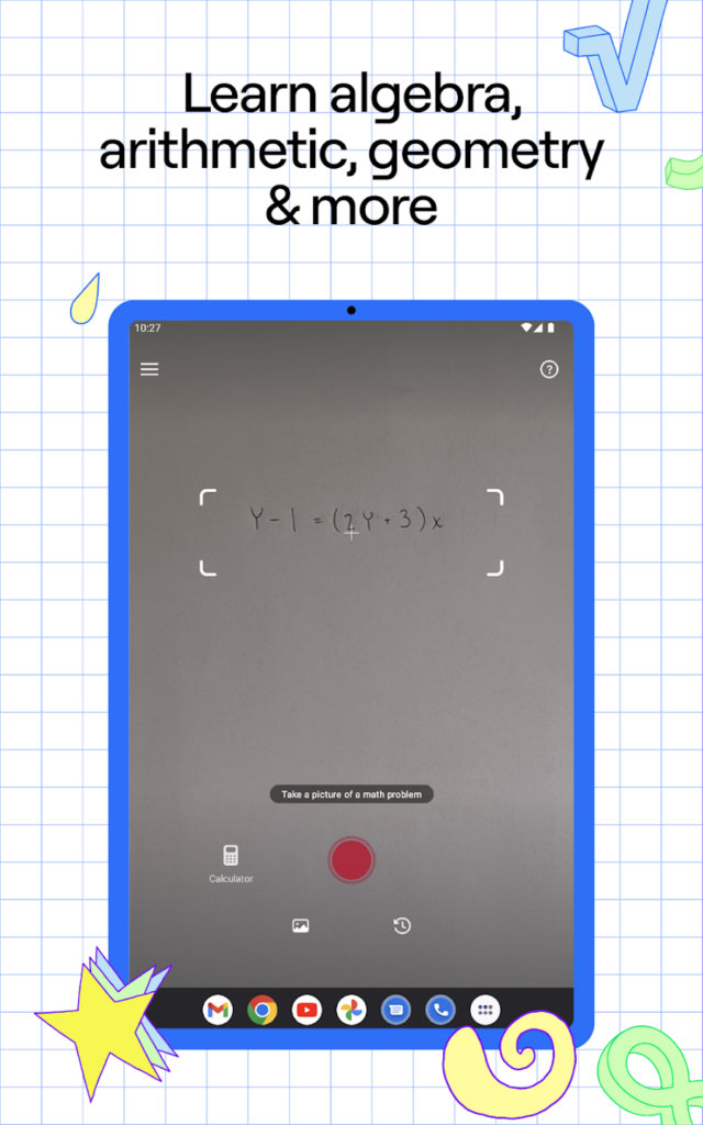 Photomath app scanning and solving a math equation from a textbook