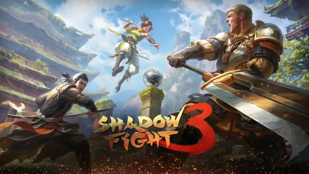 Shadow Fight 3 gameplay showing a battle between two characters.