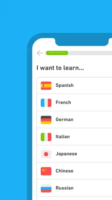 Duolingo app featuring a language lesson in progress