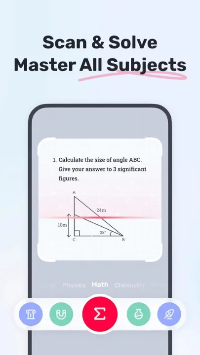 "Gauthmath app scanning a math problem from a textbook using a smartphone camera"