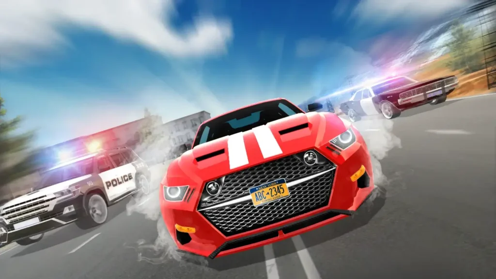 Car Simulator 2 gameplay showing a player driving through a city with realistic graphics.