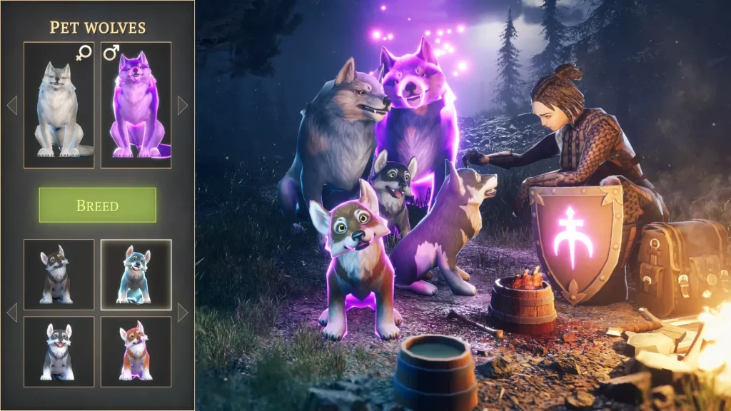 Player choosing pet wolves in Grim Soul.