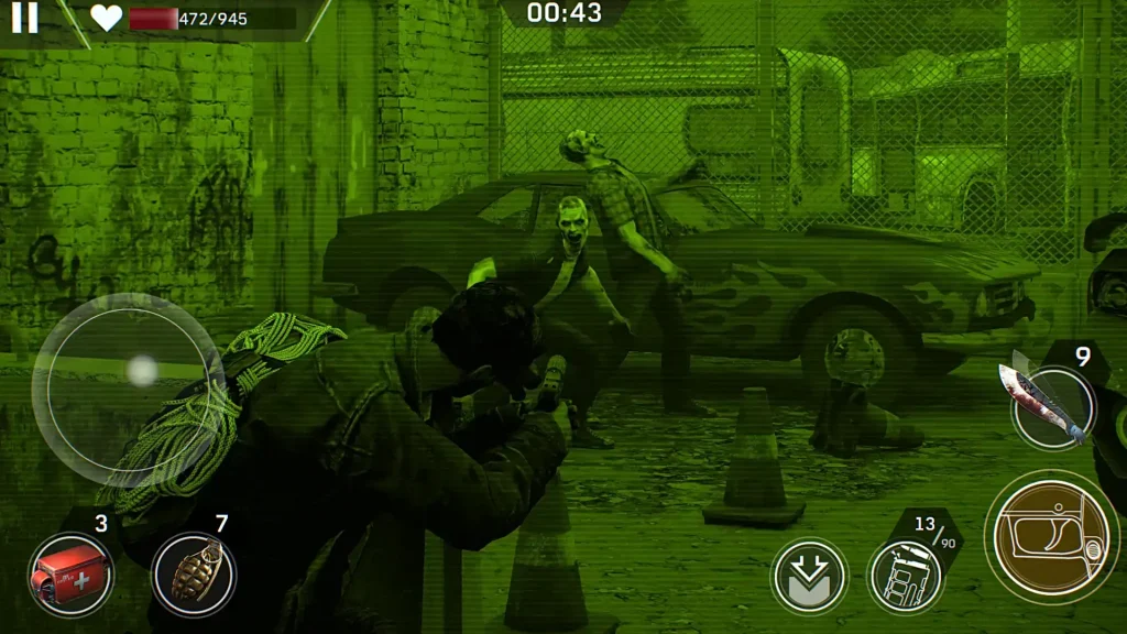 "Left to Survive gameplay showing a player fighting zombies with a rifle"