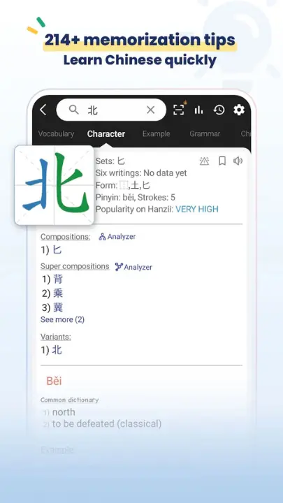 You can learn chinese quickly through hanzii.