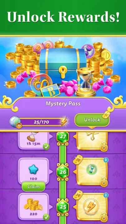 unlock various rewards in merge mansion.