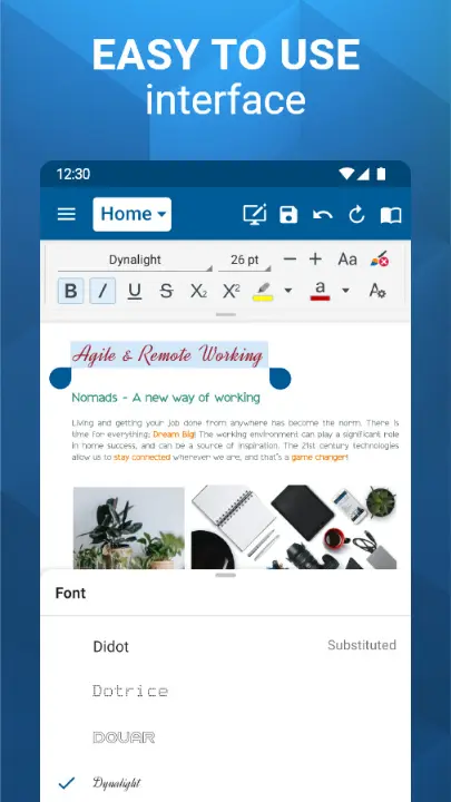 OfficeSuite showing easy to use interface