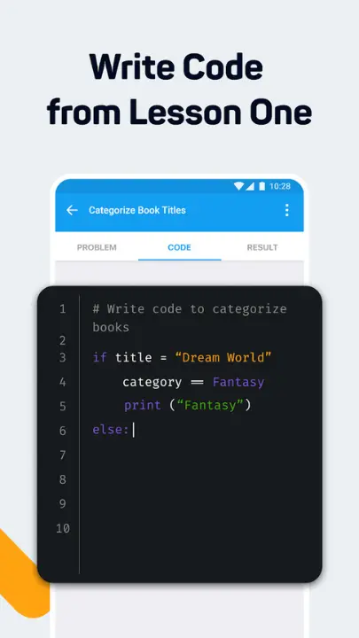 SoloLearn code playground feature allowing users to write and test code within the app